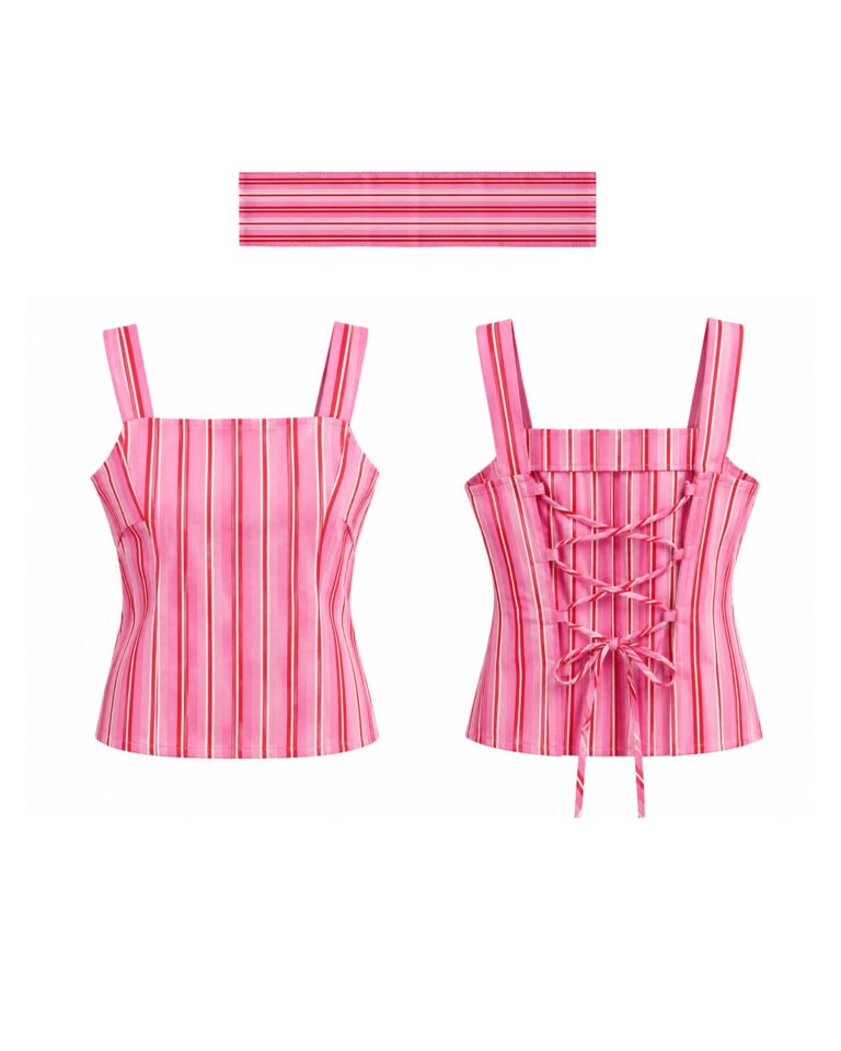 Candy Stripe Corset Top - 캔디 스트라이프 코르셋 탑