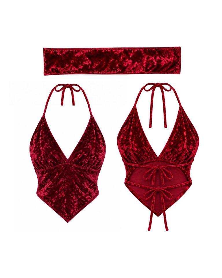 Cherry Velvet Halter Top - 체리 벨벳 홀터 탑