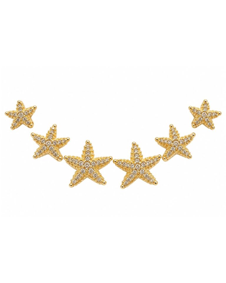 Golden Star Trail Earrings (Set of 3 Pairs) - 골든 스타 트레일 이어링