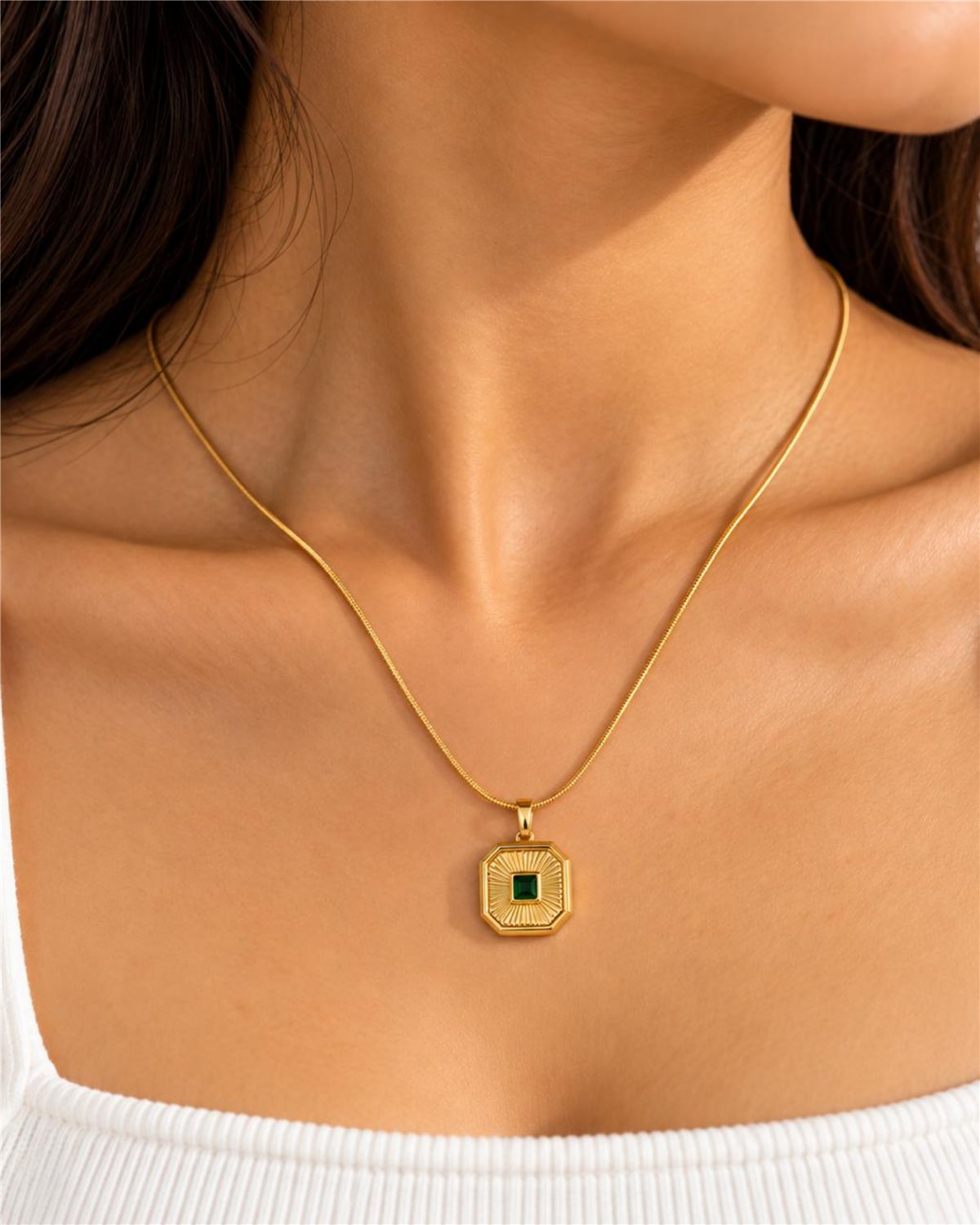 Midnight Square Necklace - 미드나잇 스퀘어 네크리스 - Image 2